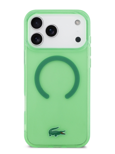 Lacoste для iPhone 17 Pro Max чехол IML Croc logo Hard Transparent Green (MagSafe)