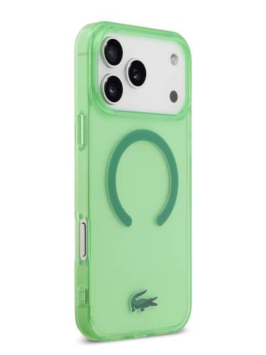 Lacoste для iPhone 17 Pro Max чехол IML Croc logo Hard Transparent Green (MagSafe)