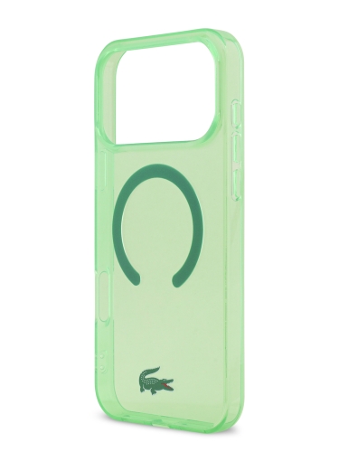 Lacoste для iPhone 17 Pro Max чехол IML Croc logo Hard Transparent Green (MagSafe)