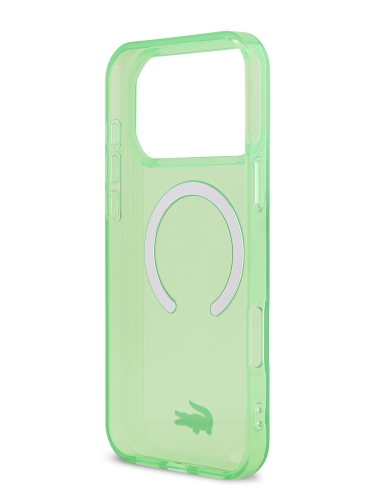 Lacoste для iPhone 17 Pro Max чехол IML Croc logo Hard Transparent Green (MagSafe)