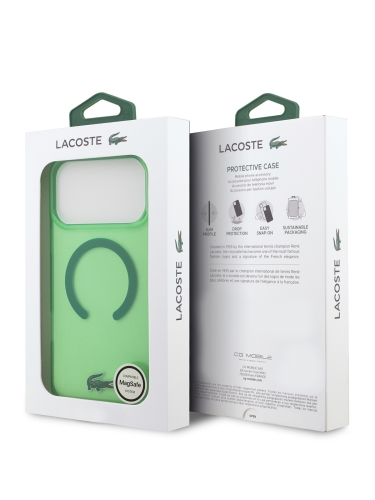 Lacoste для iPhone 17 Pro Max чехол IML Croc logo Hard Transparent Green (MagSafe)
