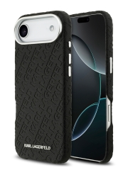 Karl Lagerfeld для iPhone Air чехол PU Full Wrapped Repeated logo Metal Cam Hard Black (MagSafe)