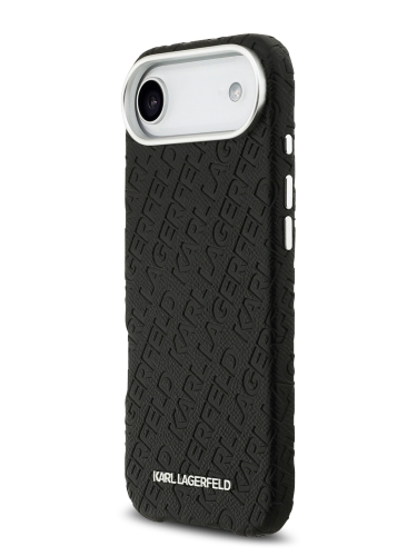 Karl Lagerfeld для iPhone Air чехол PU Full Wrapped Repeated logo Metal Cam Hard Black (MagSafe)