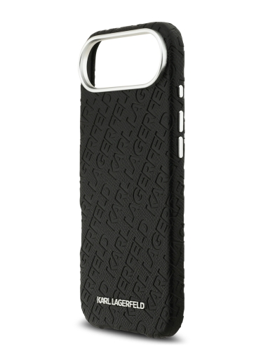 Karl Lagerfeld для iPhone Air чехол PU Full Wrapped Repeated logo Metal Cam Hard Black (MagSafe)