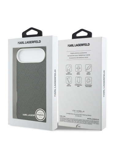 Karl Lagerfeld для iPhone Air чехол PU Full Wrapped Repeated logo Metal Cam Hard Black (MagSafe)