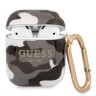 Чехол Guess Camouflage с карабином для Airpods 1/2, черный