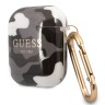 Чехол Guess Camouflage с карабином для Airpods 1/2, черный