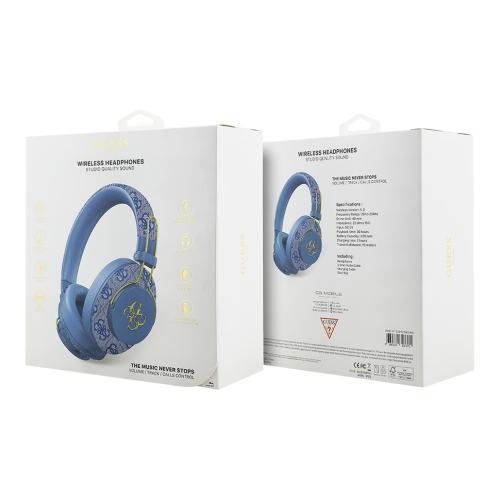 Guess наушники беспроводные накладные Bluetooth HP Dual ENC 4G with 4G Big metal logo Blue
