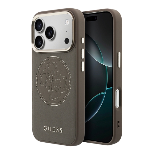 Guess для iPhone 17 Pro Max чехол PU with Perforated 4G logo Metal camera Brown (MagSafe)