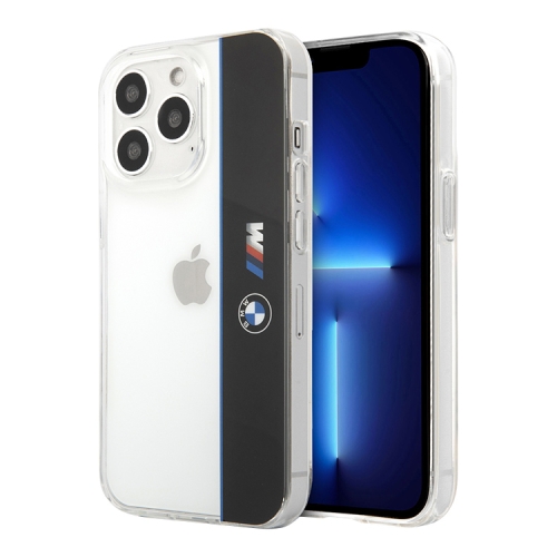 Чехол BMW M-Collection Vertical logo Hard Transparent для iPhone 13 Pro, черный