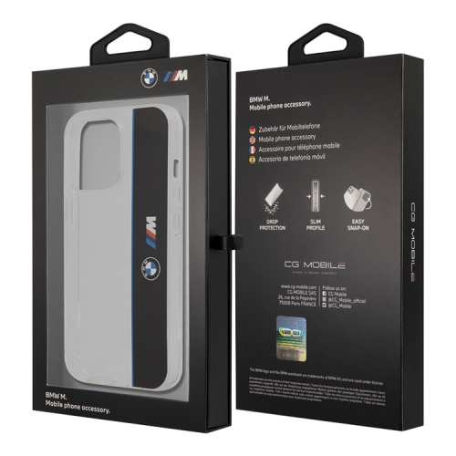 Чехол BMW M-Collection Vertical logo Hard Transparent для iPhone 13 Pro, черный