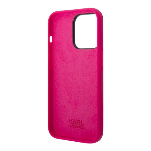 Чехол Lagerfeld Liquid silicone Elongated RSG logo Hard для iPhone 14 Pro, фуксия
