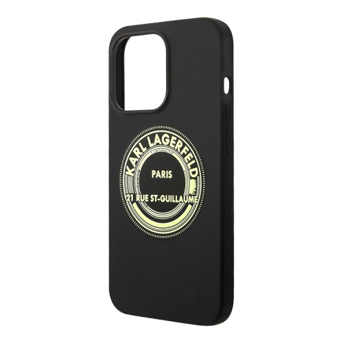 Чехол Lagerfeld Liquid silicone Round RSG logo для iPhone 14 Pro, черный