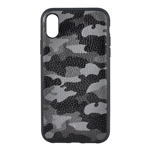 Кожаный чехол Toria Camouflage Hard для iPhone XR, Urban (серый)