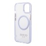Чехол Guess Metal outline Hard Translucent для iPhone 14, фиолетовый/золотой (MagSafe)