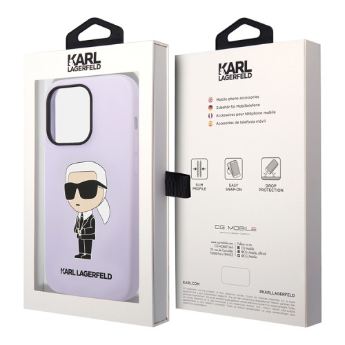Чехол Lagerfeld Liquid silicone NFT Karl Ikonik Hard для iPhone 14 Pro, фиолетовый