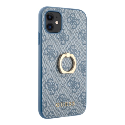 Чехол Guess PU 4G + Ring Hard для iPhone 11, голубой