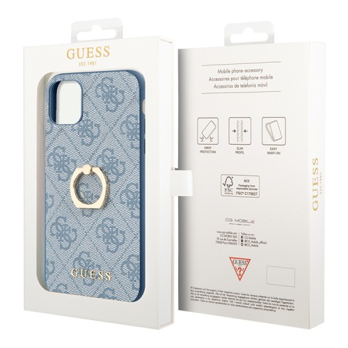Чехол Guess PU 4G + Ring Hard для iPhone 11, голубой