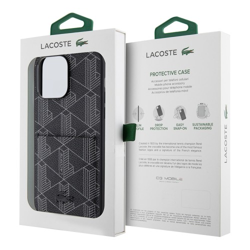 Чехол Lacoste The Blend with Cardslot Hard для iPhone 14 Pro, черный