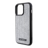 Lagerfeld для iPhone 15 Pro Max чехол Diamond Rhinestone Metal logo Hard Silver