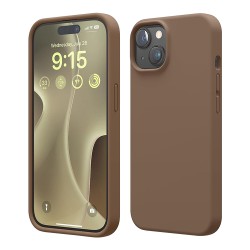 Elago для iPhone 15 Plus чехол Soft silicone (Liquid) Brown