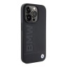 BMW для iPhone 15 Pro чехол Signature Leather Logo imprint Hard Black (MagSafe)