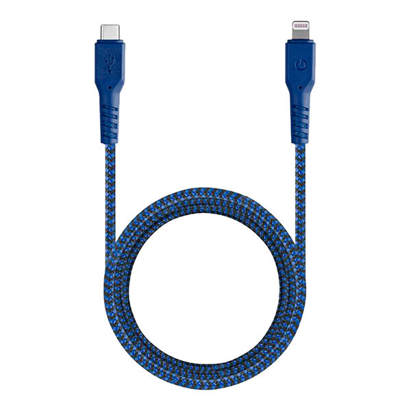 EnergEA FibraTough MFi Lightning/USB-Type-C (1.5 м), синий CBL-FTCL-BLU150