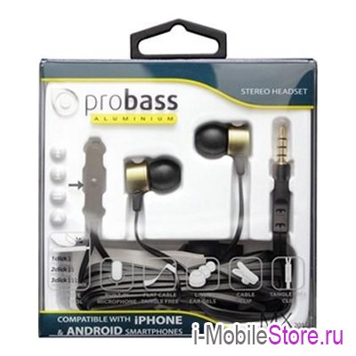 Наушники Probass MX201 с гарнитурой, золотые