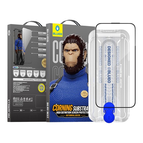 BlueO стекло для iPhone 15 Pro, Corning Gorilla USA Anti-Static Black +installer