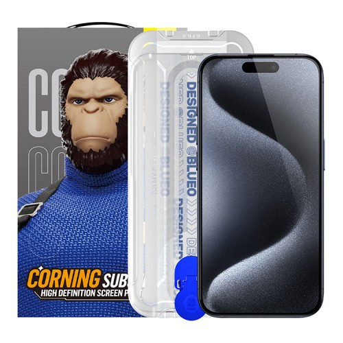 BlueO стекло для iPhone 15 Pro, Corning Gorilla USA Anti-Static Black +installer