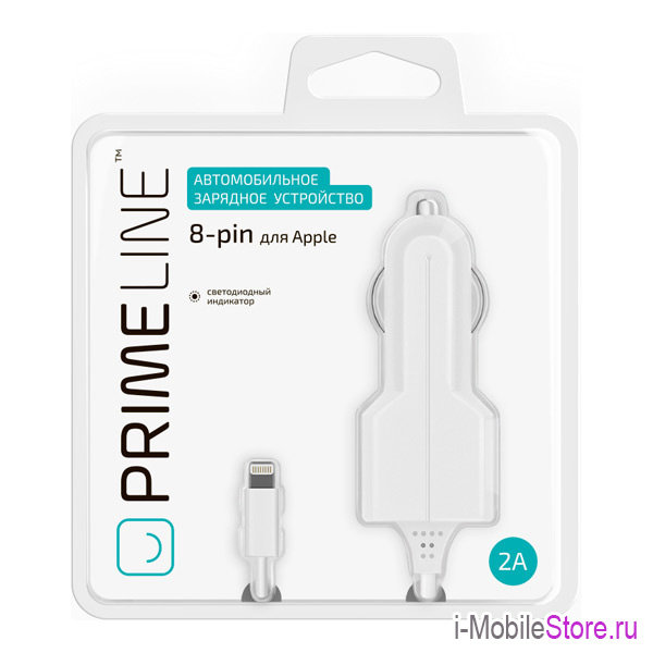 Автомобильное зарядное устройство Prime Line для iPhone с кабелем (2.1A)