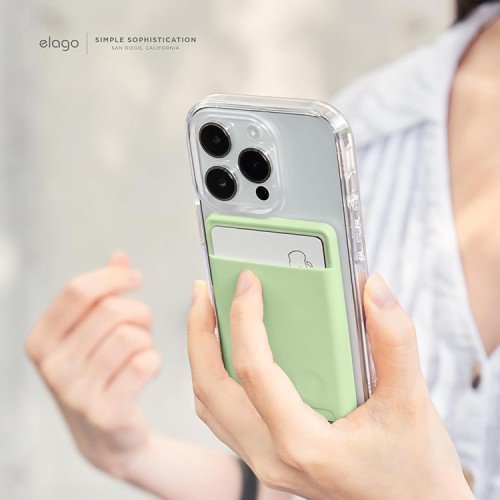 Elago магнитный бумажник MagSafe Card Pocket Silicone Pastel Green