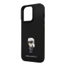 Karl Lagerfeld для iPhone 14 Pro Max чехол Liquid silicone NFT Karl Ikonik metal pin Hard Black