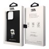 Karl Lagerfeld для iPhone 14 Pro Max чехол Liquid silicone NFT Karl Ikonik metal pin Hard Black