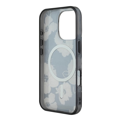 Guess для iPhone 16 Pro Max чехол PC/TPU Flowers Invisible Ring Black (MagSafe)