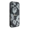 Guess для iPhone 16 Pro Max чехол PC/TPU Flowers Invisible Ring Black (MagSafe)