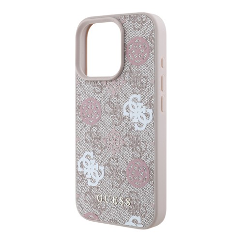Guess для iPhone 16 Pro чехол PU кожа 4G Colored Peony Pink (MagSafe)