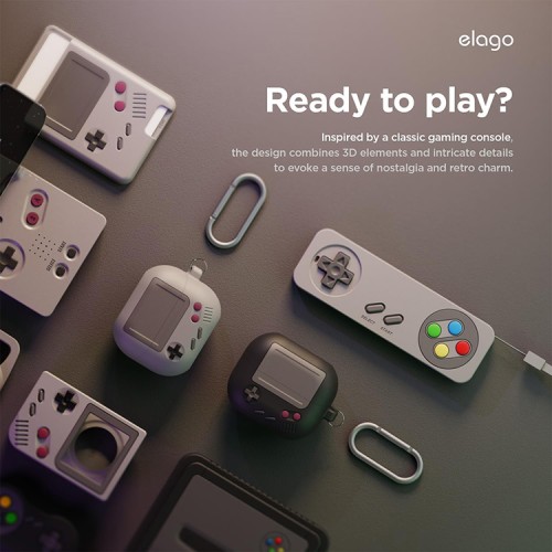 Elago для Galaxy Buds 3/3 Pro чехол Unique AW5 Game console Hang case Black