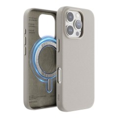 Elago для iPhone 16 Pro чехол PU Leather Light Grey (MagSafe)