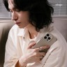 Elago для iPhone 16 Pro чехол PU Leather Light Grey (MagSafe)