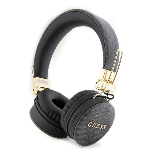 Guess наушники беспроводные накладные Bluetooth Headphones Round PU 4G Metal Logo Black