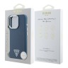 Guess для iPhone 16 Pro Max чехол PU Grained leather Triangle metal logo Hard Blue (MagSafe)