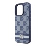 DKNY для iPhone 16 Pro Max чехол PU Checkered Printed stripes Metal logo Hard Blue
