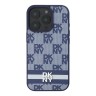 DKNY для iPhone 16 Pro Max чехол PU Checkered Printed stripes Metal logo Hard Blue