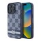 DKNY для iPhone 16 Pro Max чехол PU Checkered Printed stripes Metal logo Hard Blue