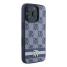 DKNY для iPhone 16 Pro Max чехол PU Checkered Printed stripes Metal logo Hard Blue