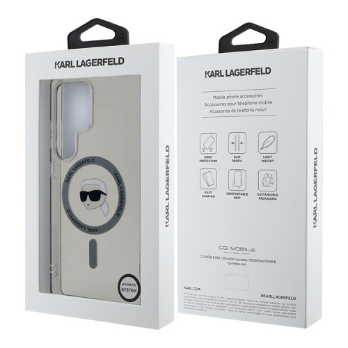 Karl Lagerfeld для Galaxy S25 Ultra чехол PC/TPU NFT Karl Head Metal camera Hard Black (MagSafe)
