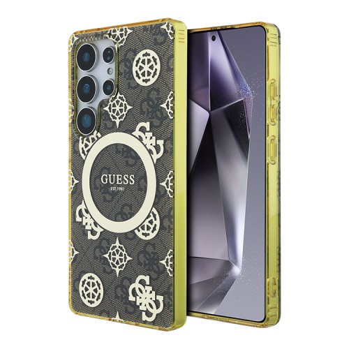 Guess для Galaxy S25 Ultra чехол PC/TPU 4G Peony Hard Brown (MagSafe)