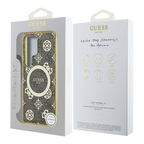 Guess для Galaxy S25 Ultra чехол PC/TPU 4G Peony Hard Brown (MagSafe)