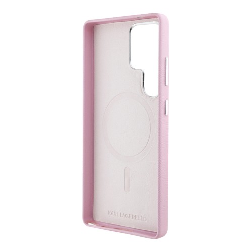 Karl Lagerfeld для Galaxy S25 Ultra чехол PU Saffiano FW Metal logo & Camera Hard Pink (MagSafe)